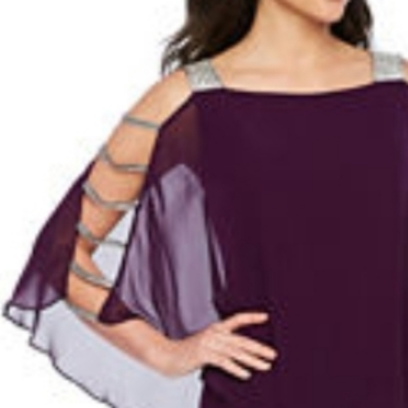 MSK 3/4 Sleeve Embellished Cape Sheath Dress - Picture 2 of 2